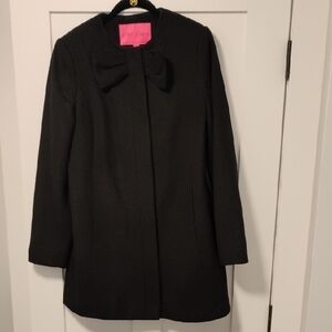 Betsey Johnson Black Coat with Bow Detail